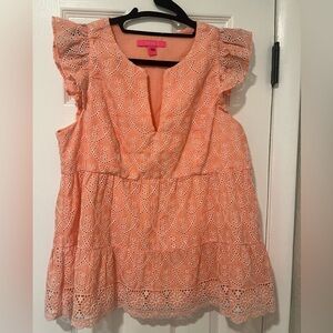 Lilly Pulitzer - Keila Eyelet Peplum Ruffle Blouse